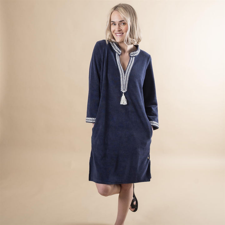 Kaftan Short Dress - Navy