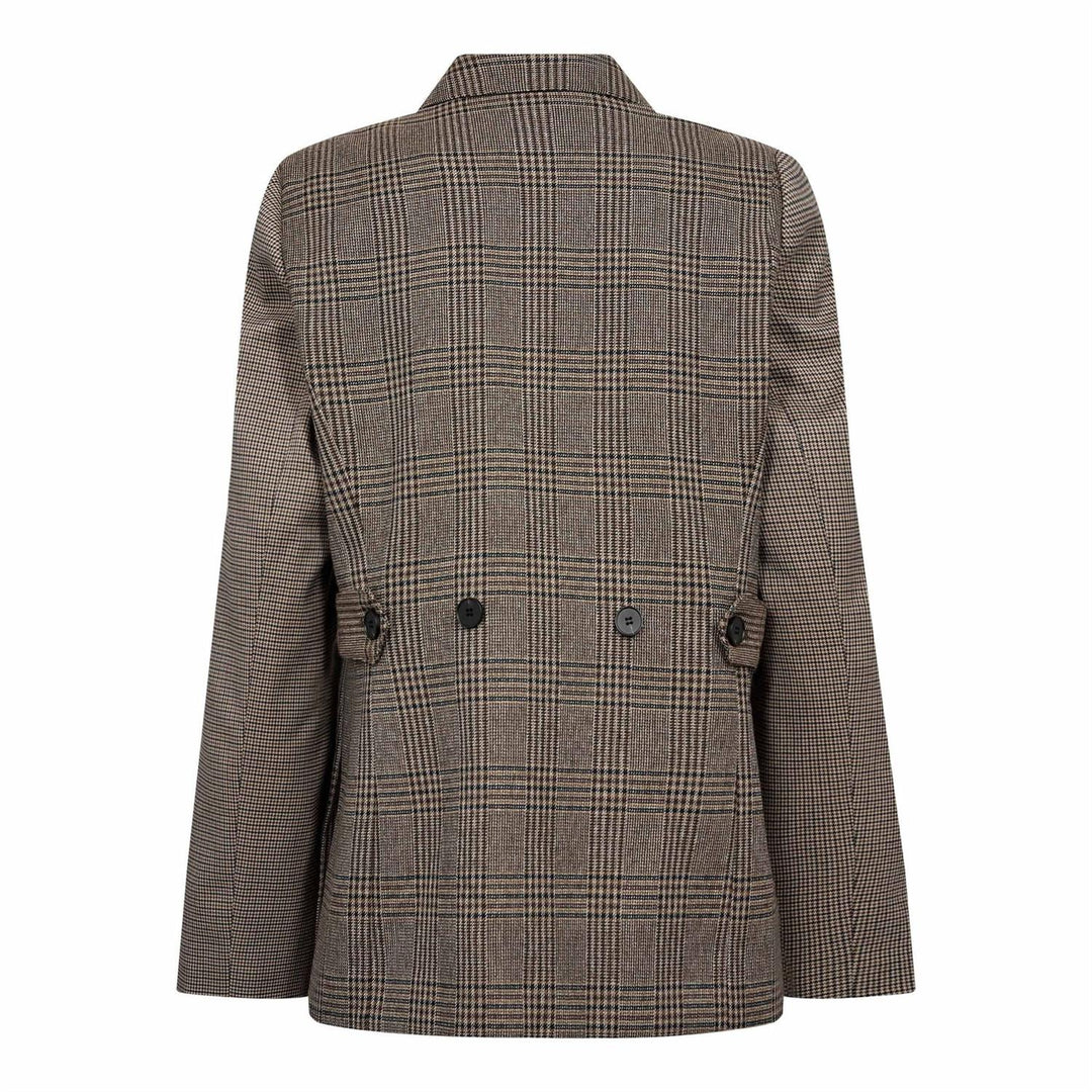 Veya Check Fitted Blazer - Brown