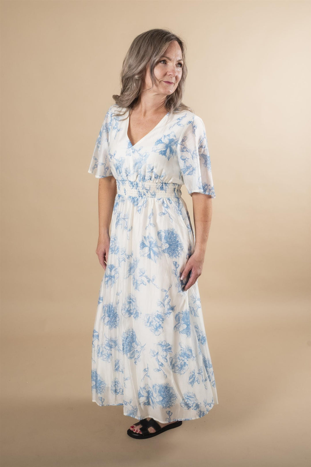 Evangelina Dress - Blue Flower