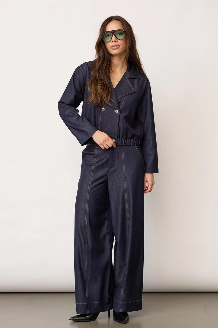 Terry Barrel Pant - Navy Denim