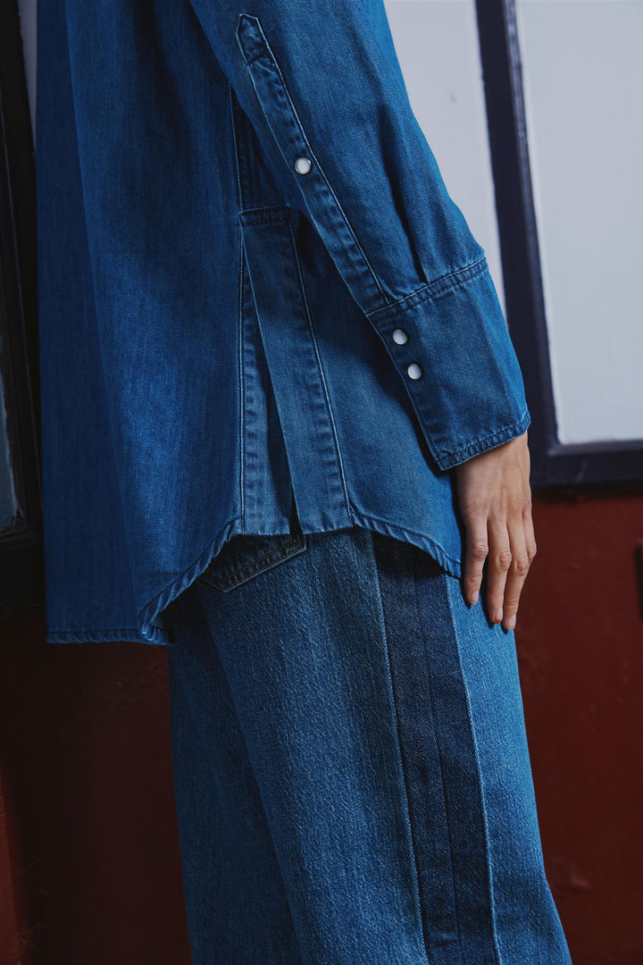PZSYLVIE Shirt - Medium blue denim