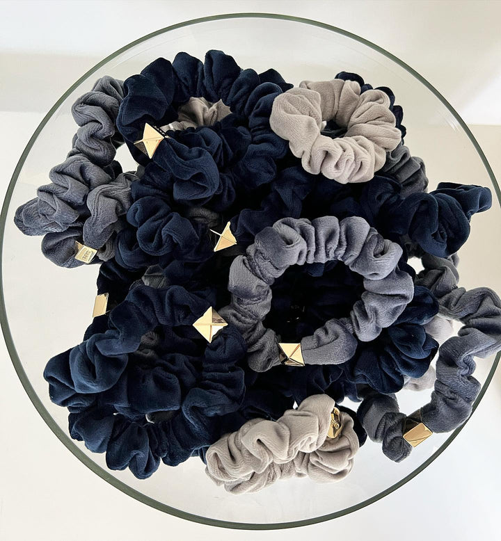 Velvet Mini Scrunchie - Dark Grey