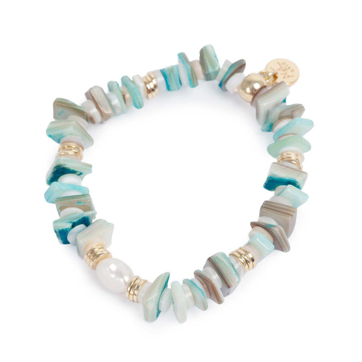 Nature Beads Bracelet - Gold/Turquise shell