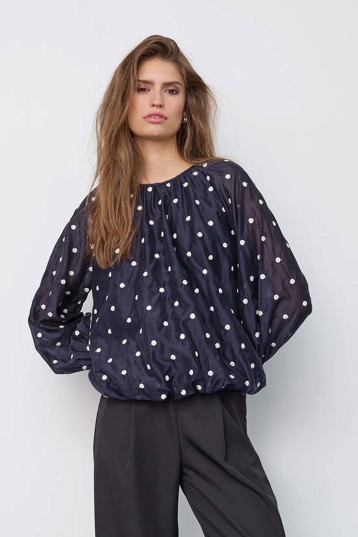 DitaCC Dot Balloon Blouse - Navy