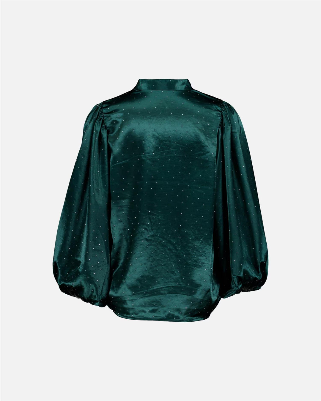 Nelly Heavy Satin Bling Blouse - Dk Green