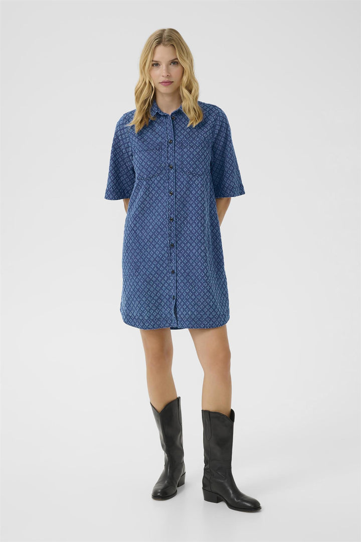Sardia Denim Dress - Ditressed Blue Denim