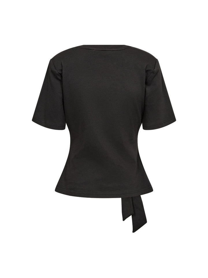 Oriane Pleat Tie Tee - Black