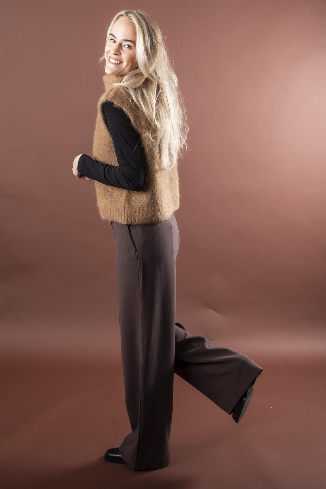 Macy Michelle HighWaist Wide Pant Long - Hot Fudge