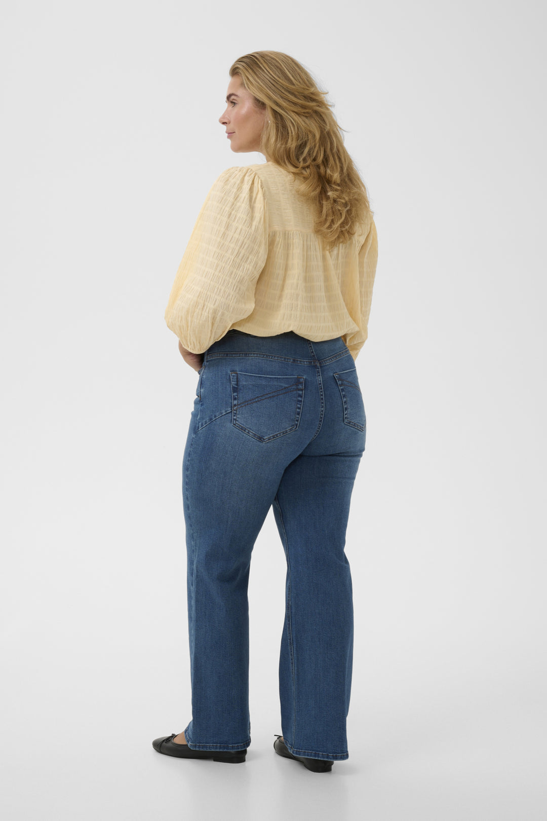 KCflora Flared Full Length Jeans - Medium blue denim