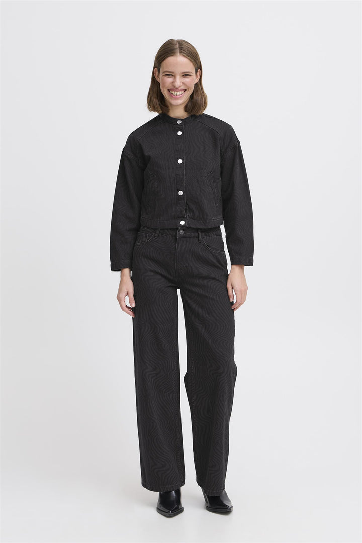 BYLYSSA JEANS - Black Animal Mix
