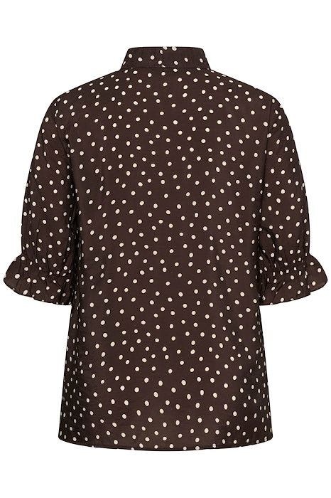 KCditte Blouse - Coffee Bean Turtledove Dot