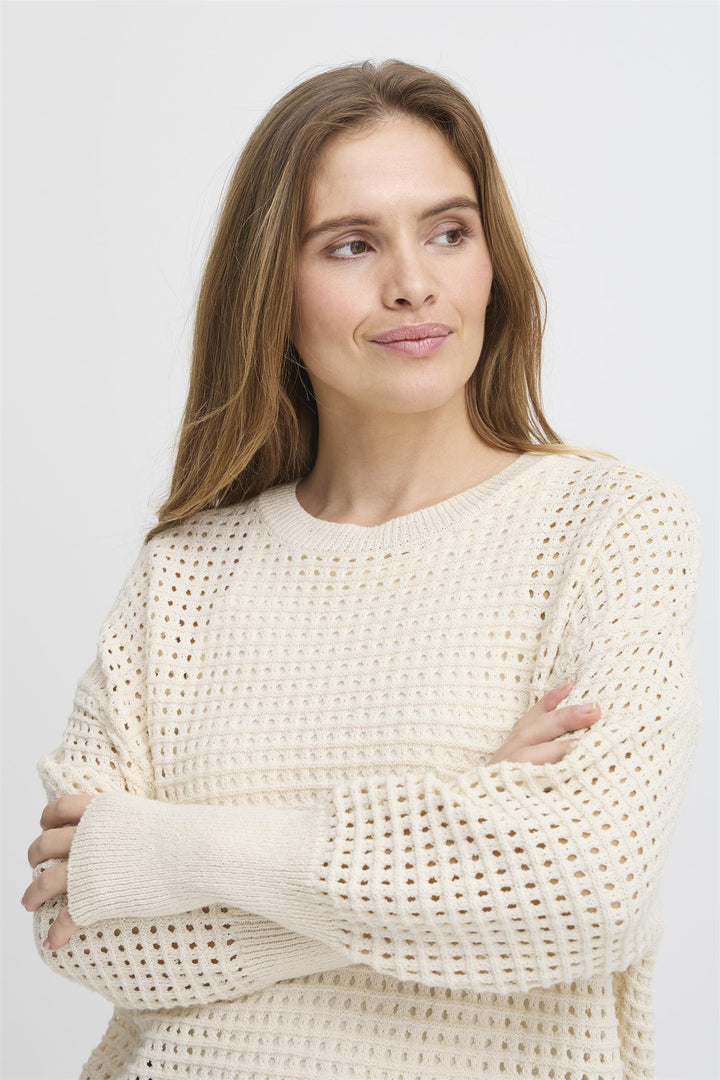 PZRAELYN Oversized Pullover - Antique White