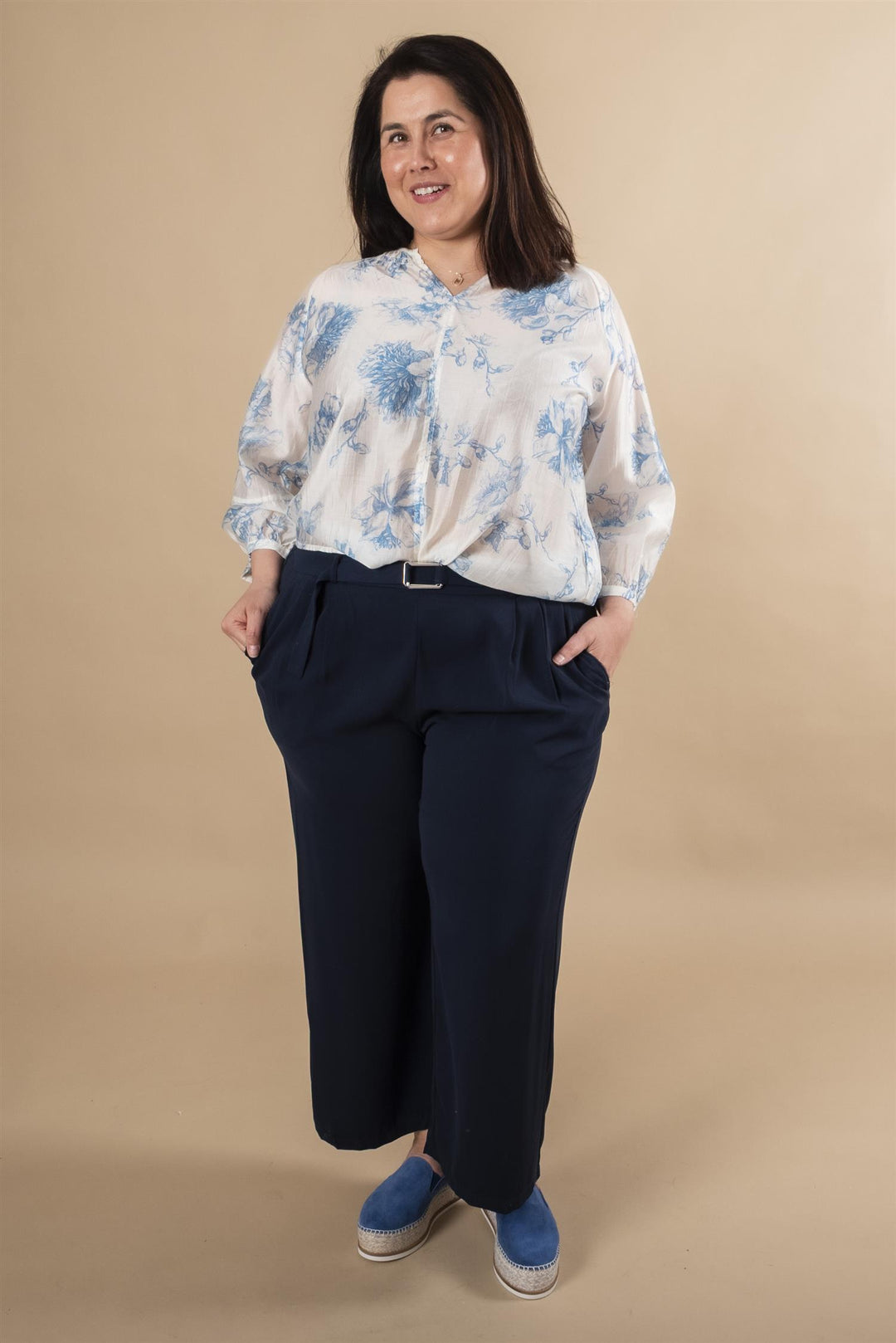Evangelina Top - Blue Flower