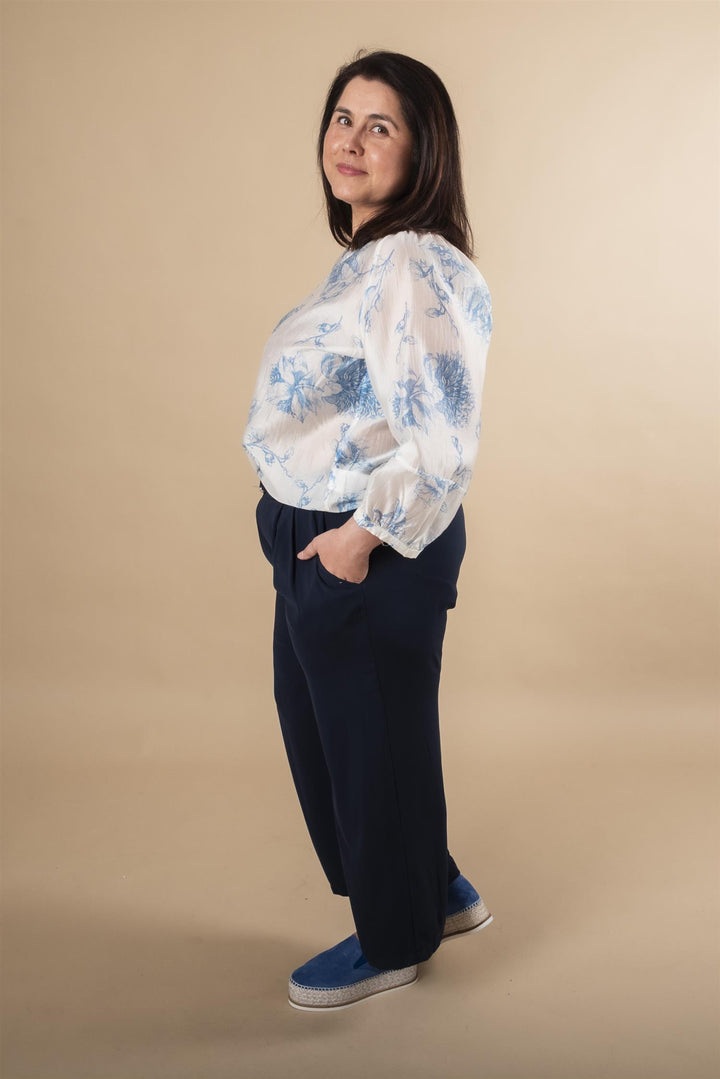 Evangelina Top - Blue Flower