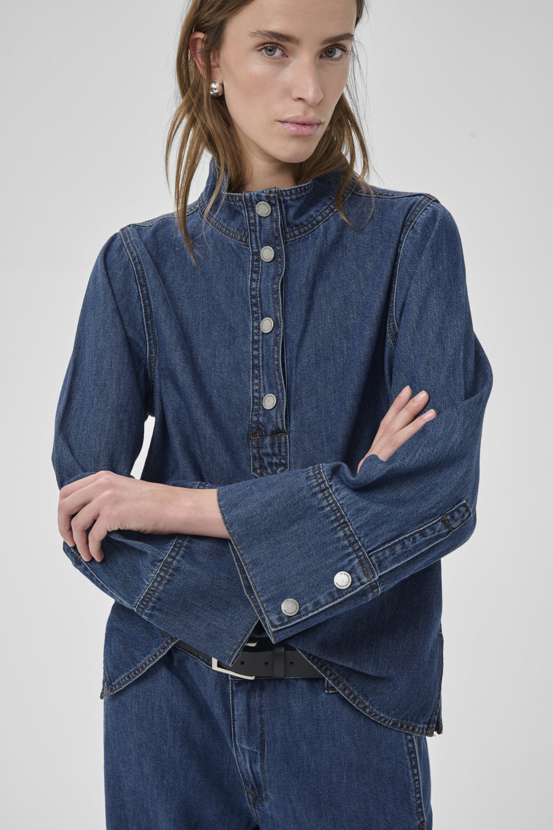 Hilma 171 Boxy Blouse - Medium Blue Wash
