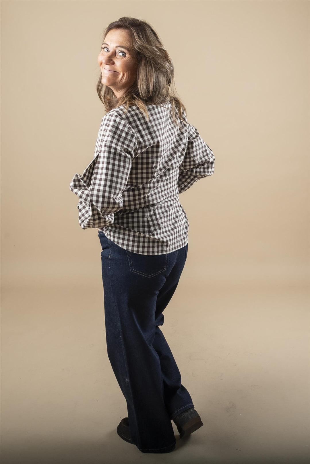 Haima Fitted Shirt - GINGHAM CHOKO TORT/PEARL IVORY