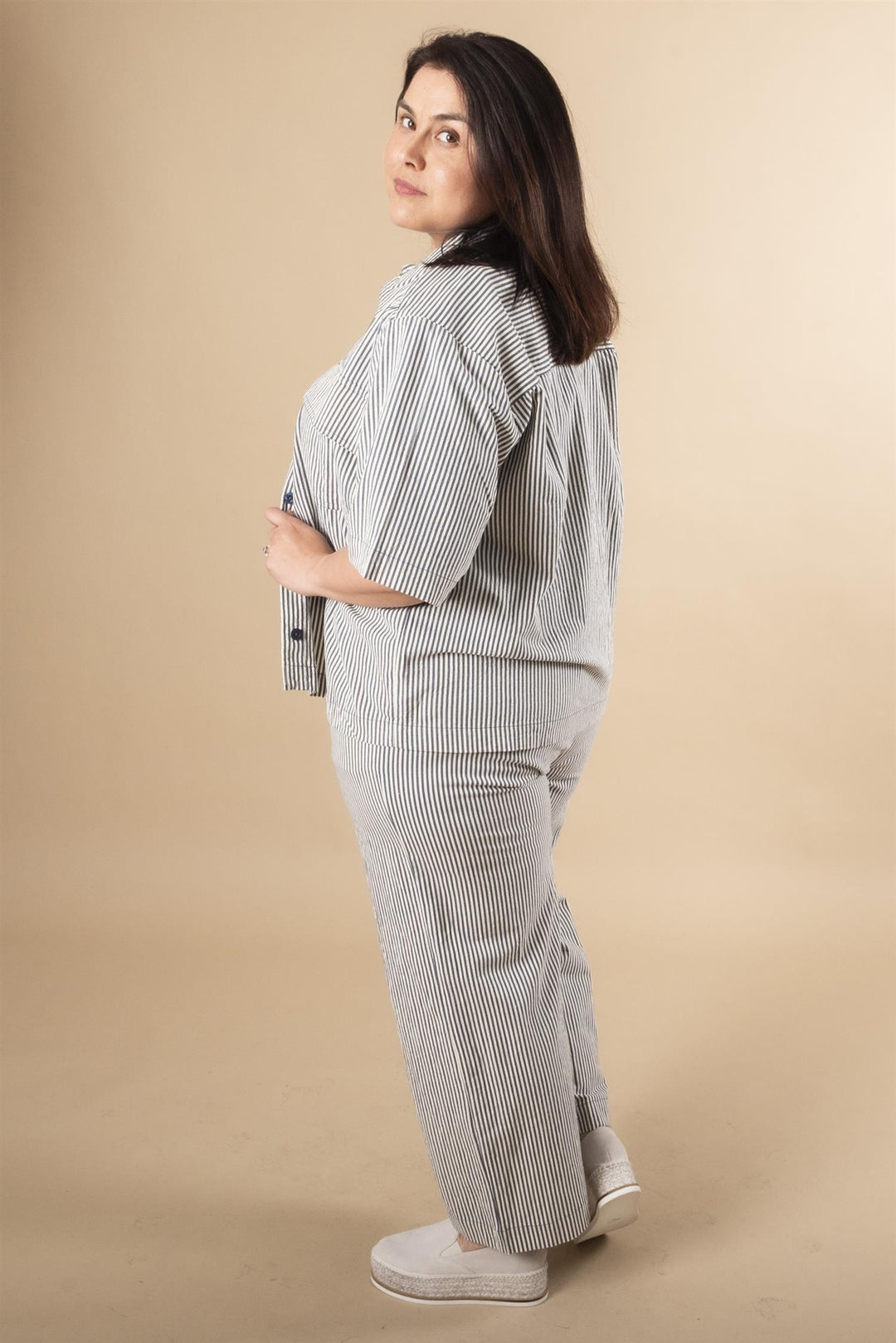 KAnaya Striped Culotte Pants - Midnight/White Stripe