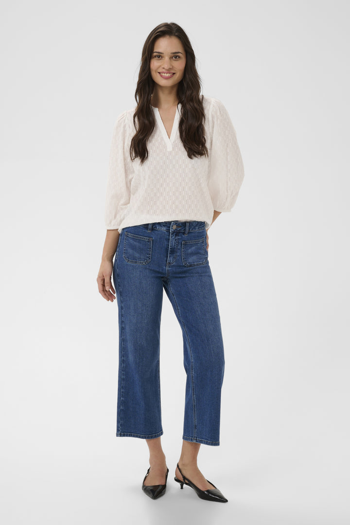 KAbrook Cropped HighWaist Jeans - Medium blue denim