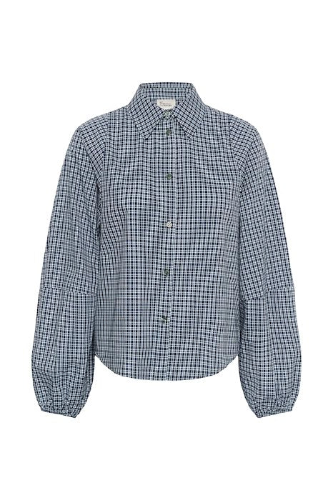 Ilse Balloon Sleeve Shirt - Douglas Green Check