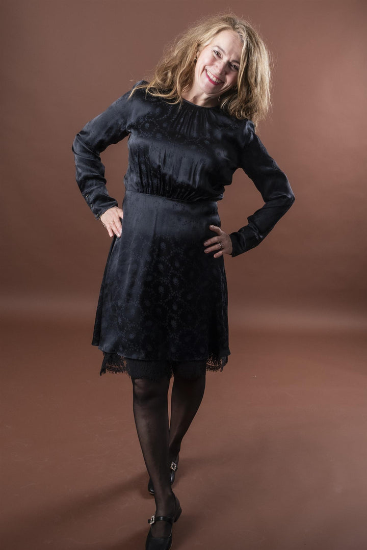 Jacquard Mini Dress - Black