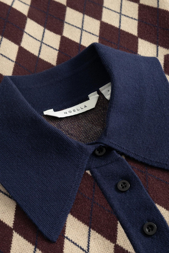 Makayla Knit - Diya Burgundy Check