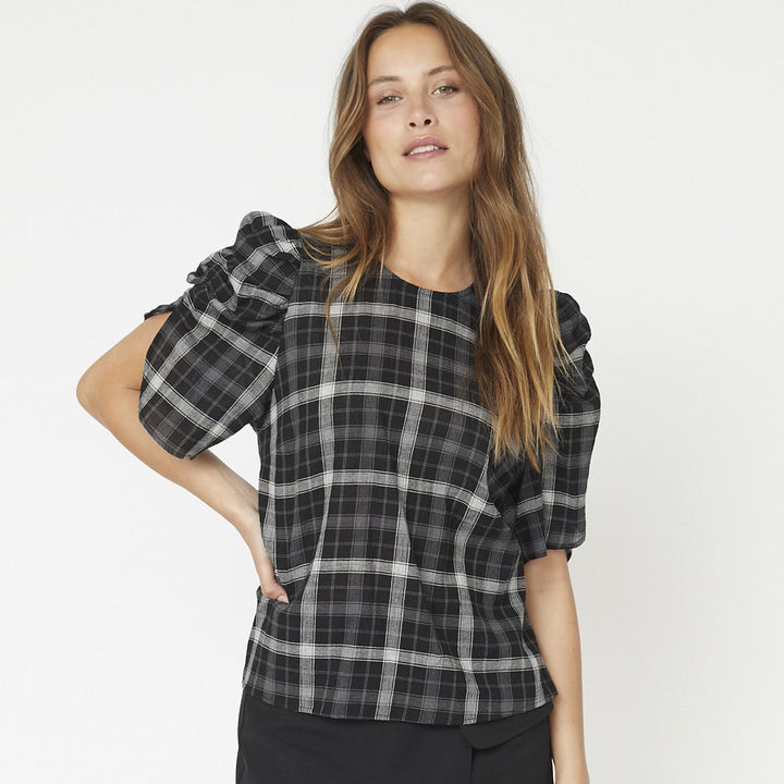 SallyCC Check Blouse - Black