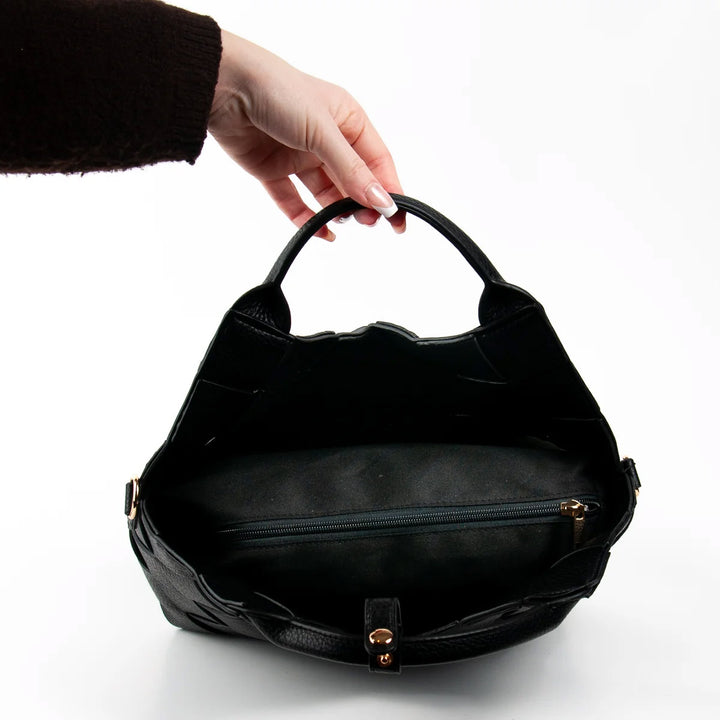 Mina Stor Flettet Shopper - Black