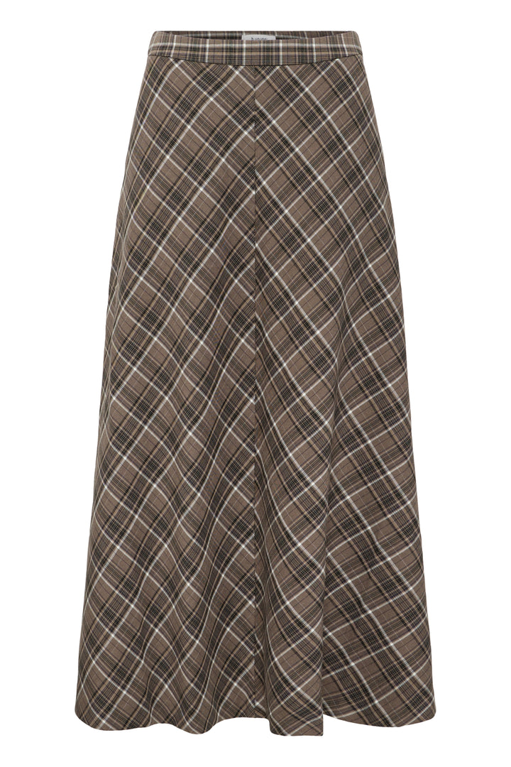 BYESTOLO SKIRT - SEPIA CHECK