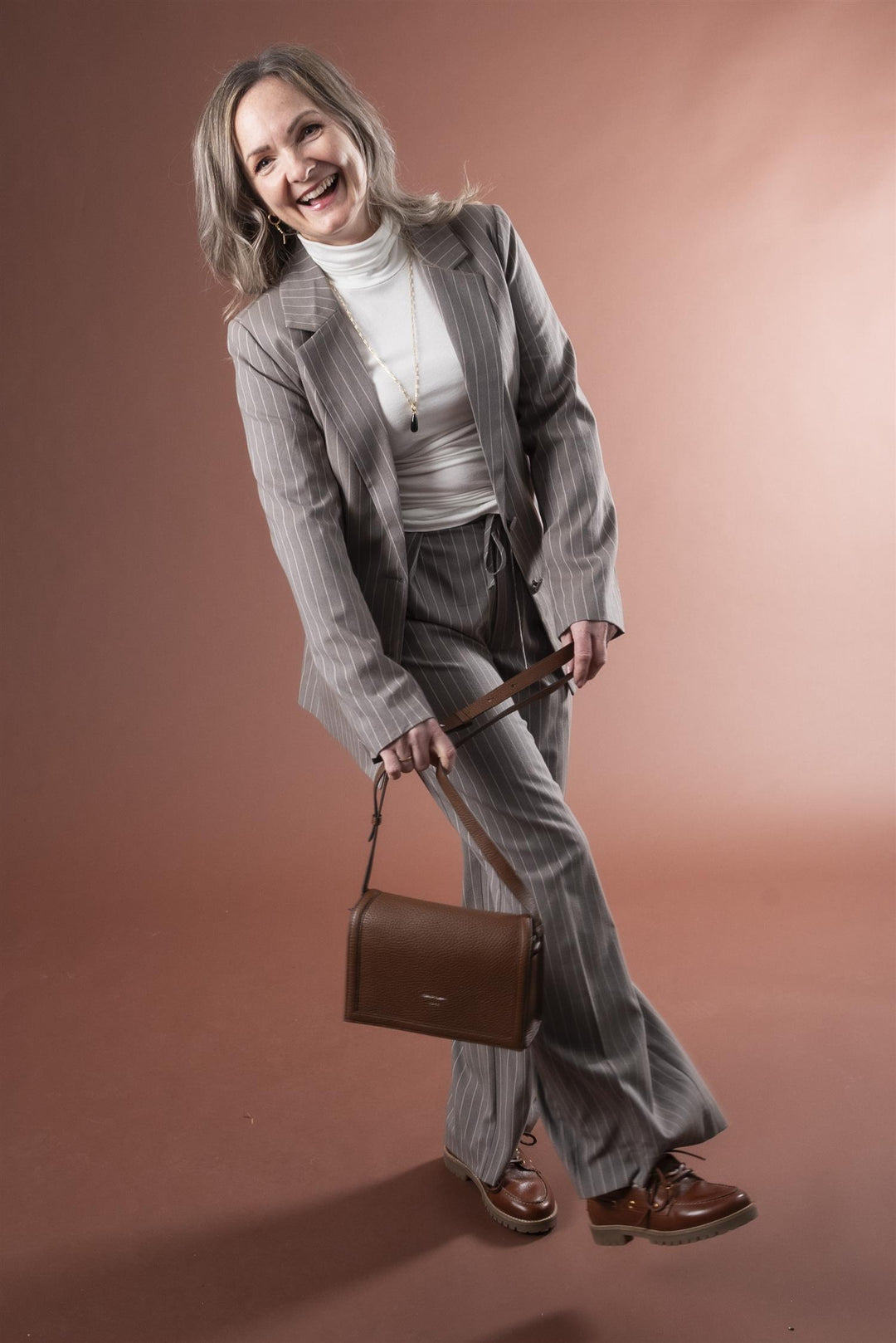 KAmeril Blazer - Beige Pinstripe