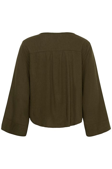 Dias Linen Blouse - Forest Night