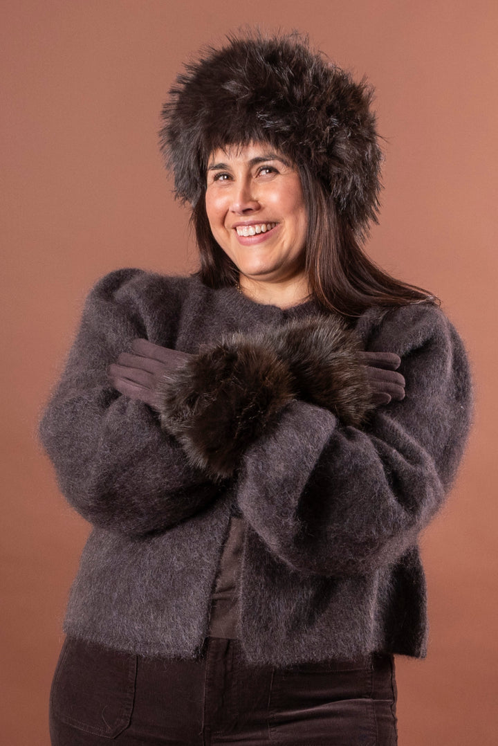Fur Headband - Chocolate Brown