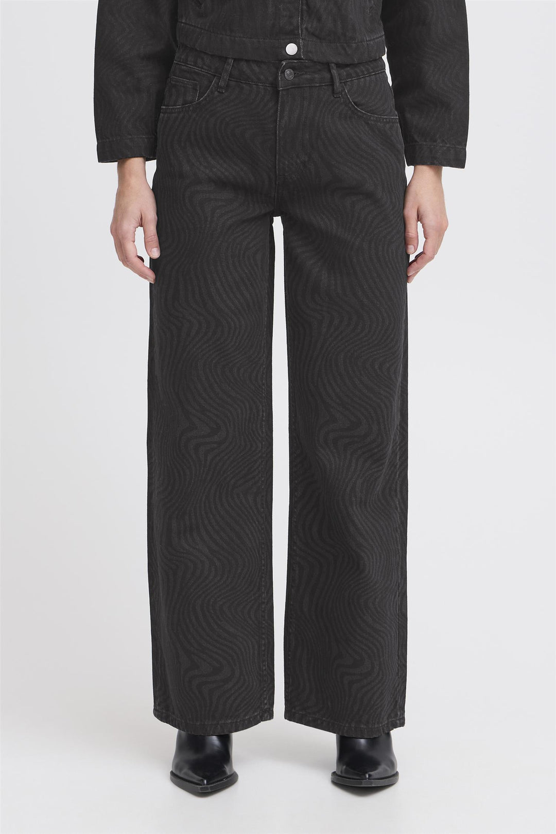 BYLYSSA JEANS - Black Animal Mix