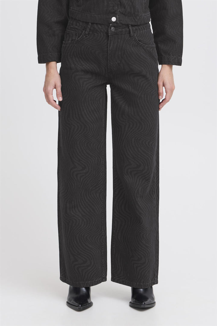 BYLYSSA JEANS - Black Animal Mix