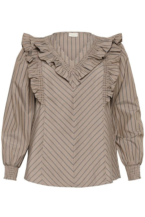 KCjerria Blouse - Morel / Black Coffee Stripe