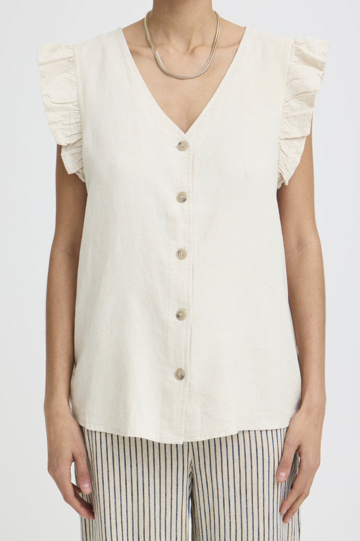 BYFALAKKA RUFFLE SHIRT - Rainy Day Melange