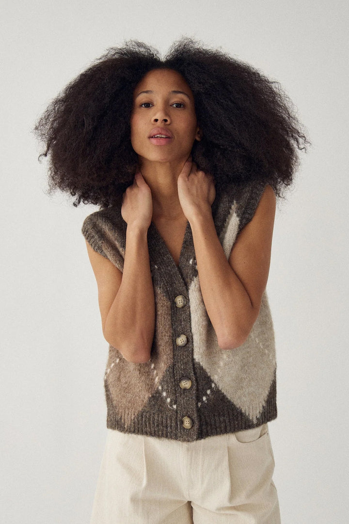 Laiana Knit Vest - Ash Brown Mix