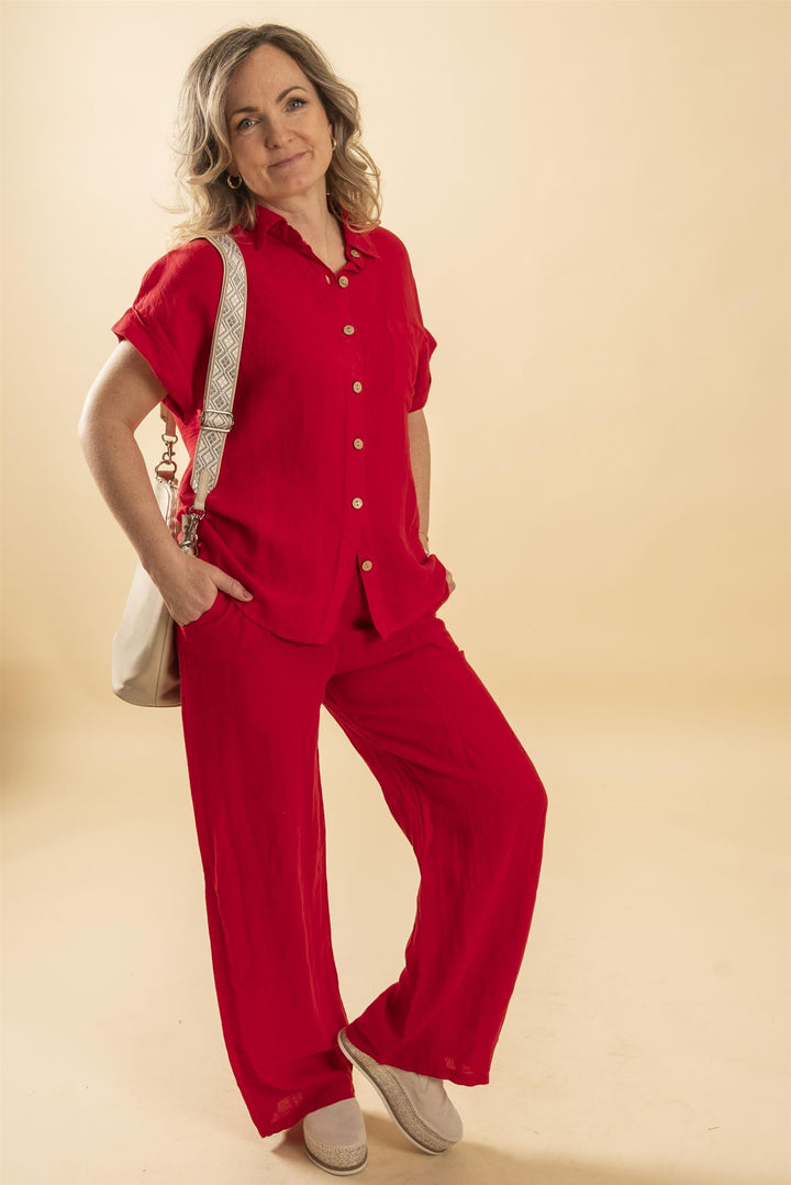 Madli Linen Pant - Red