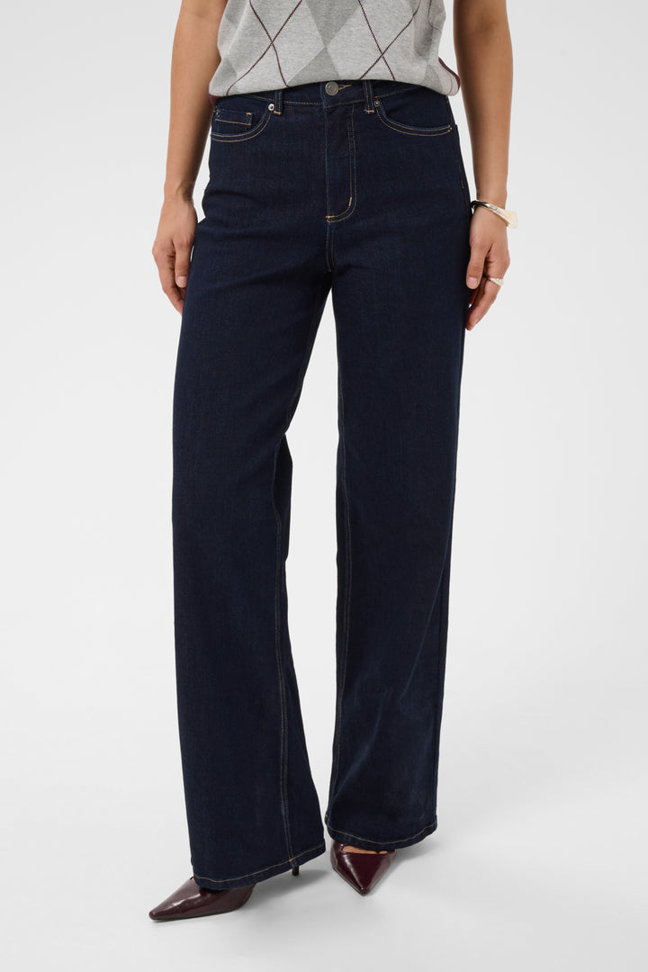 KAmeadow HighWaist Reg Fit Jeans - Dark Blue Unwashed Denim
