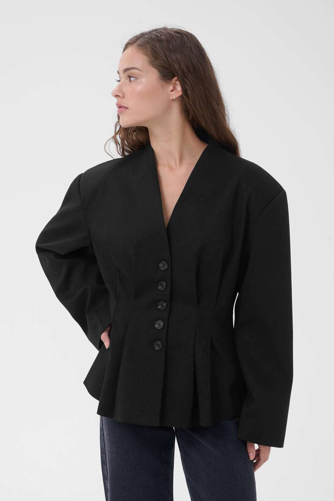 Evelina Shaped Blazer - Balck