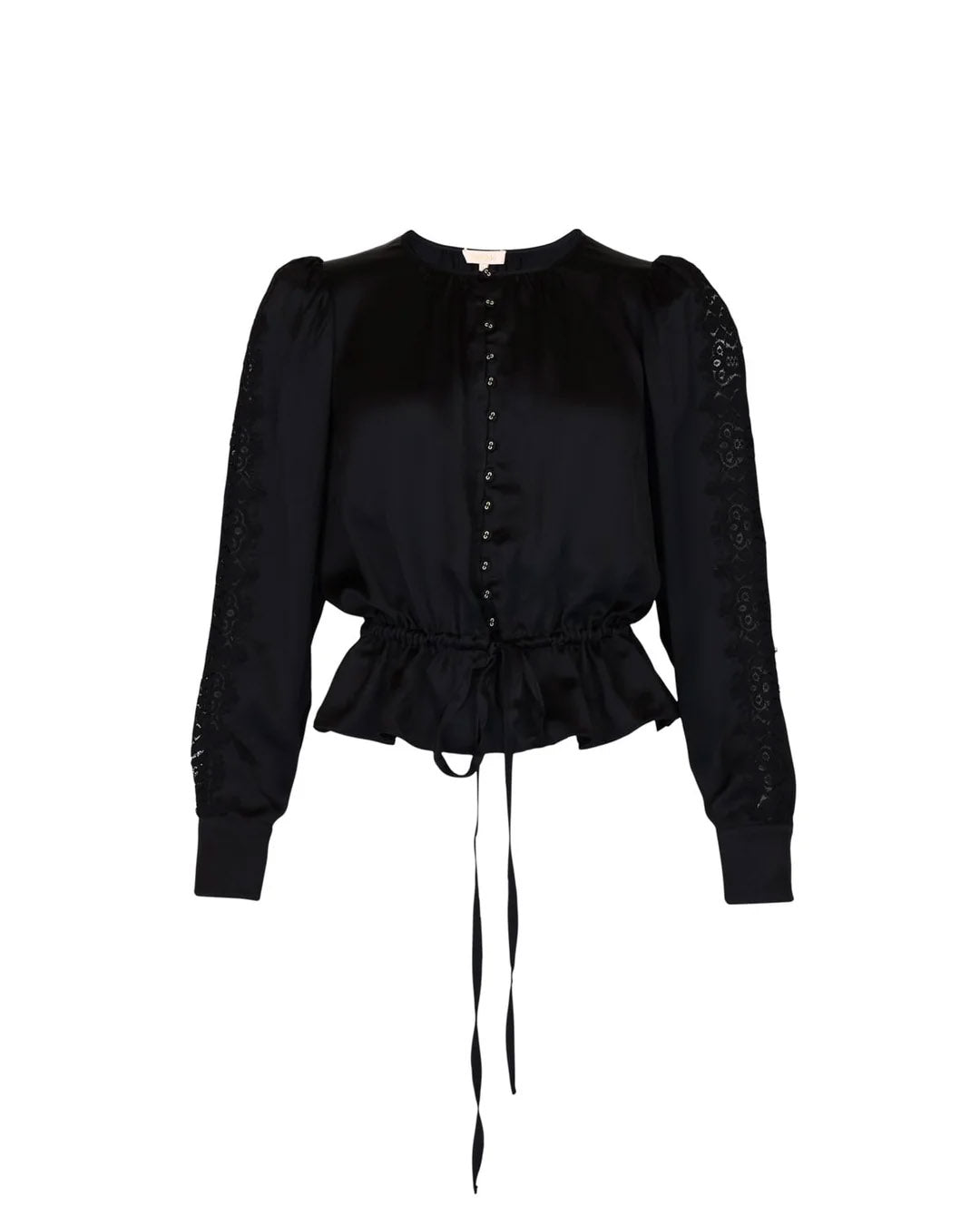 Satin Tie Blouse - Black