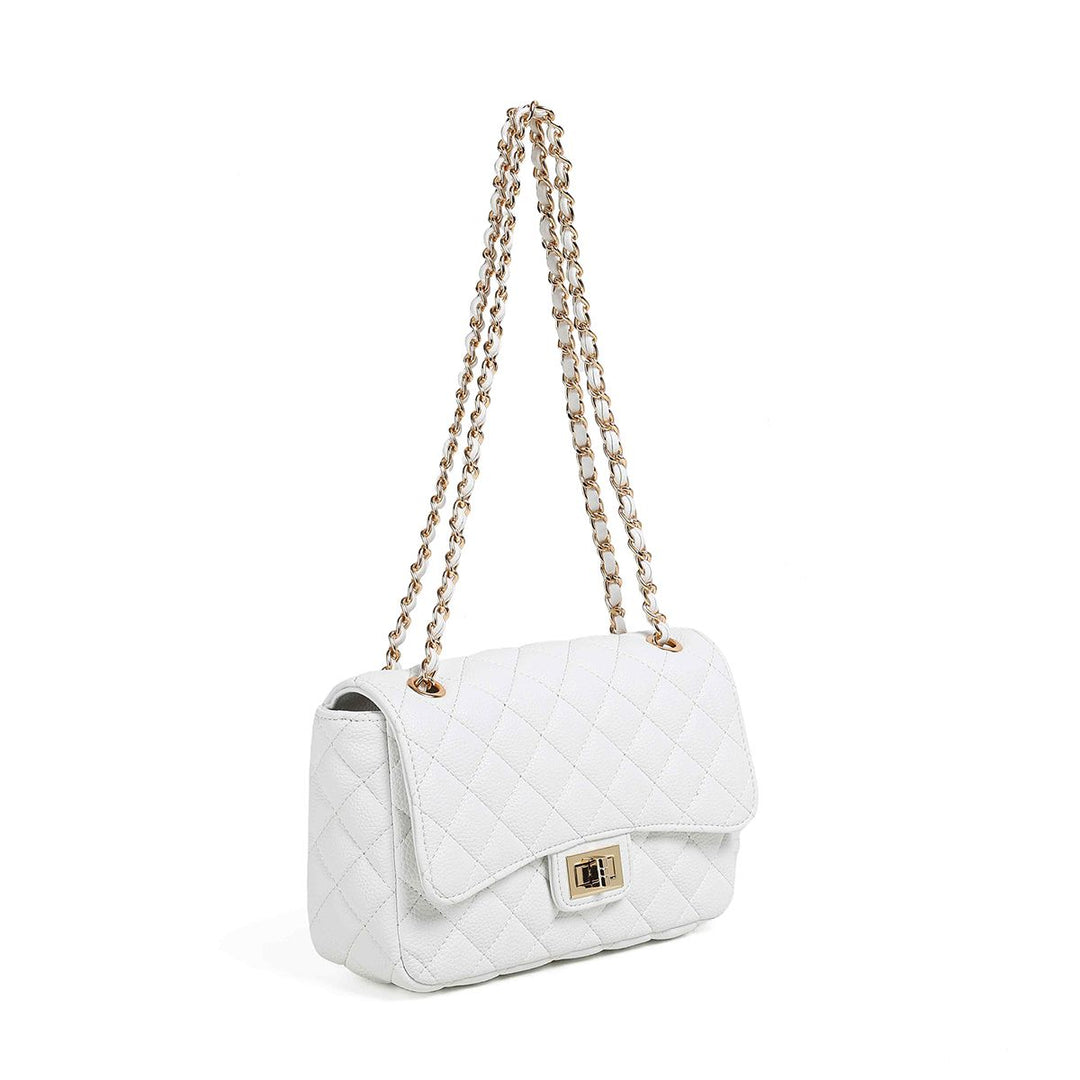 Daisy Big Clutch w/Chain- White