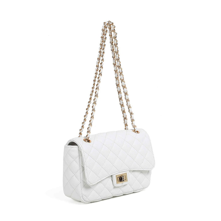 Daisy Big Clutch w/Chain- White