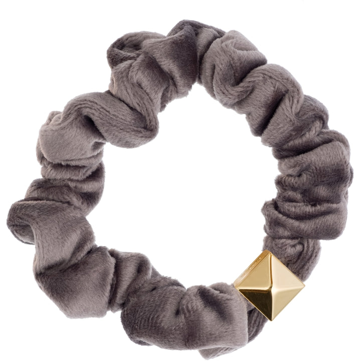 Velvet Mini Scrunchie - Dark Grey