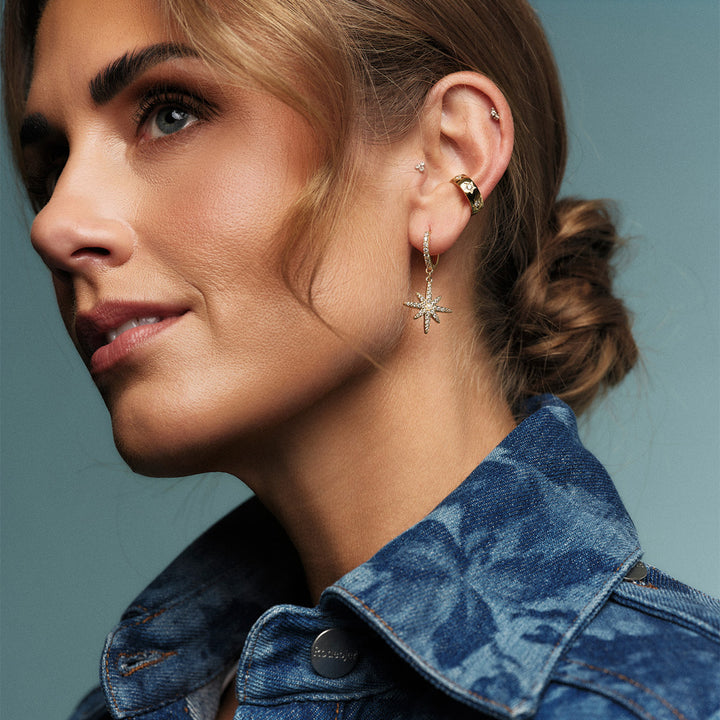 Stella Hoops Earring by Tone Damli - Gold/Crystal