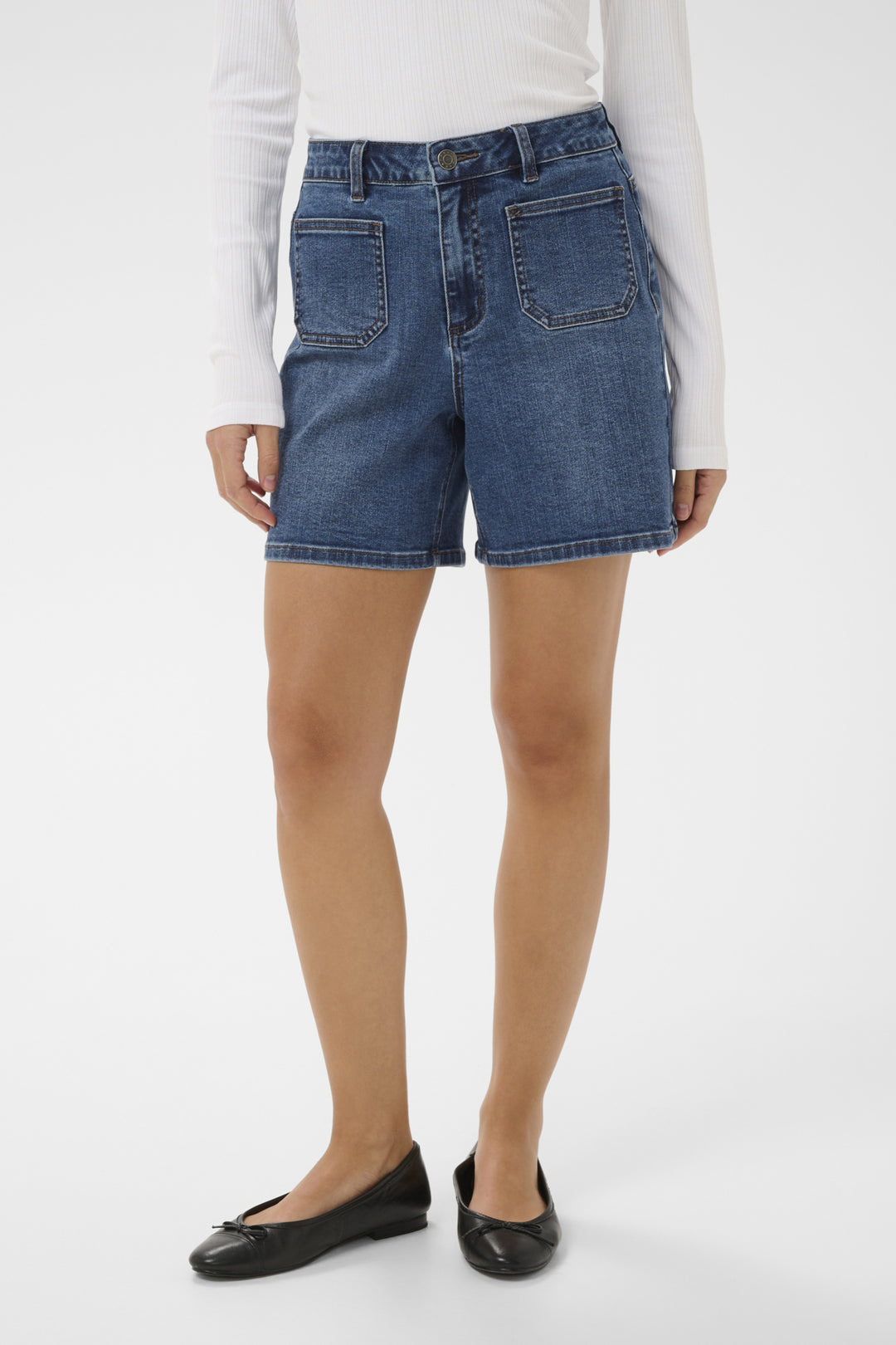 KAbrook HighWaist Regular Fit Shorts - Medium blue denim