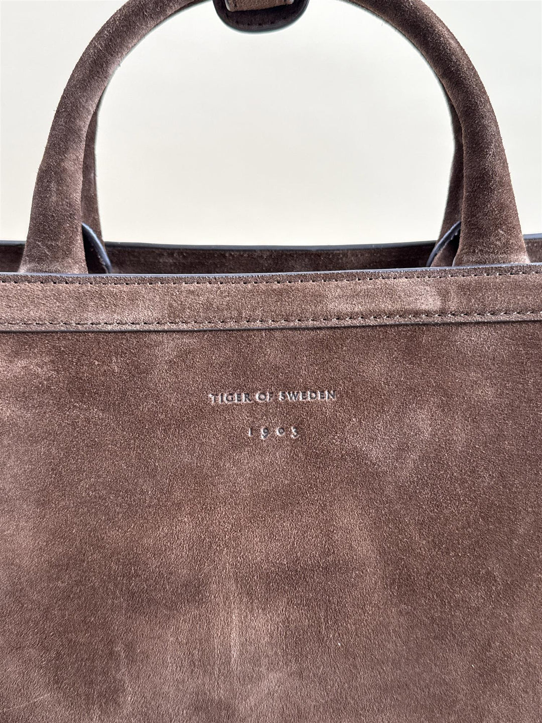 Acori Suede Leather Office Bag - Dark Brown