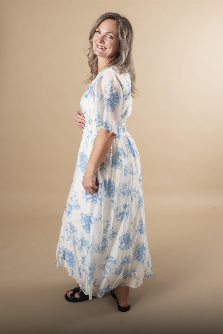 Evangelina Dress - Blue Flower