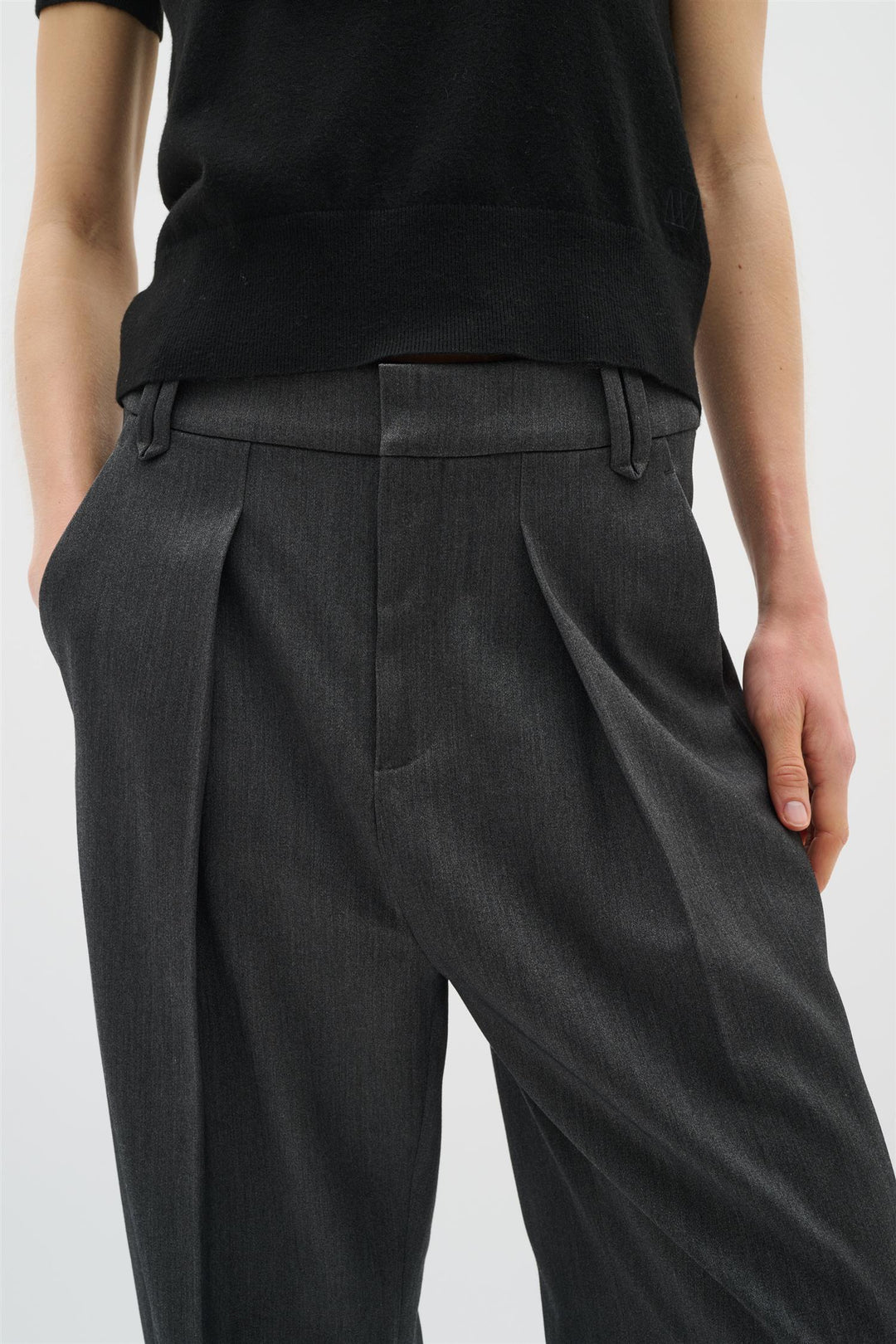 Brunilda Wide Pant - Dark Grey Melange