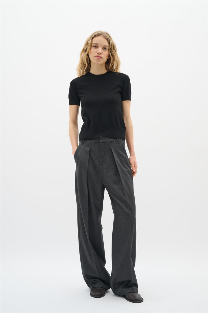 Brunilda Wide Pant - Dark Grey Melange