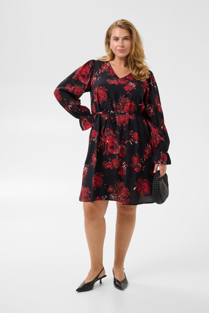 KChipe Dress - Black/Red Flower